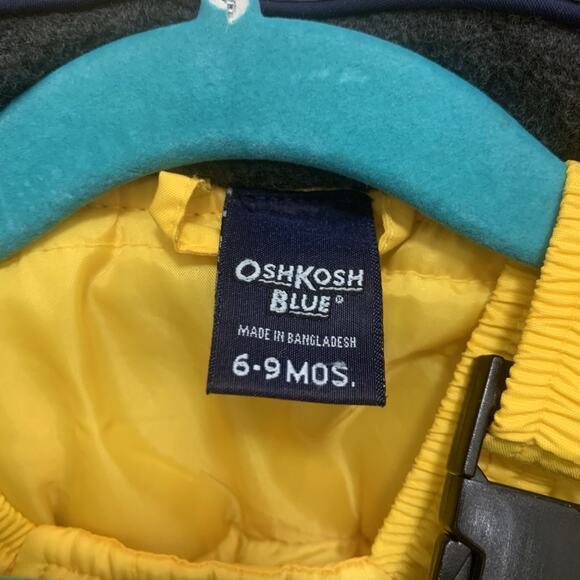 OshKosh Blue 6-9M 2-Piece Snowsuit Set Jacket & Bibs Yellow Navy Rare Size - Picture 6 of 14